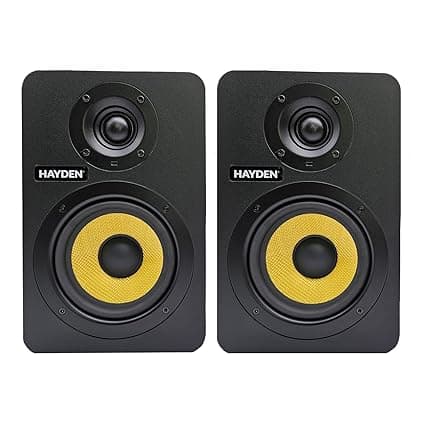 hayden X5 Professional 5 inch Reference Powered Studio Monitors Pair with Acoustic Foam Pads