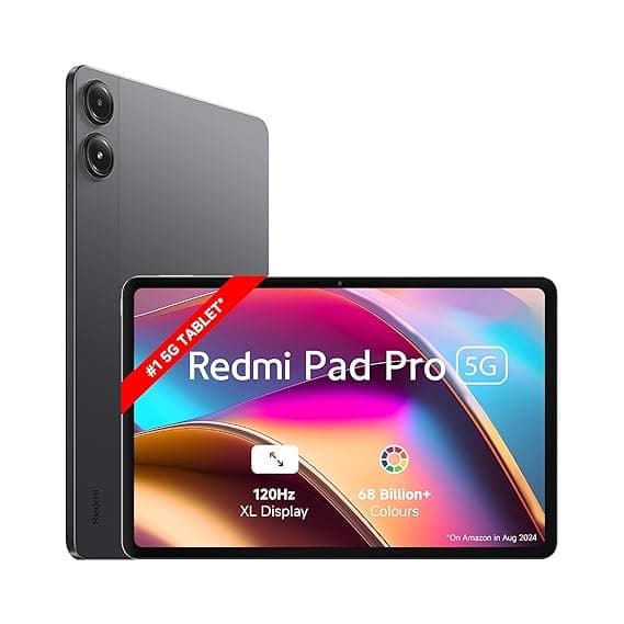 Redmi Pad Pro 5G |Snapdragon 7s Gen 2|30.7cm(12.1") Tablet|33+ Days Standby| 10000mAh|HyperOS|8GB, 128GB|Quad Speakers |Wi-Fi 6 + 5G |Graphite Grey