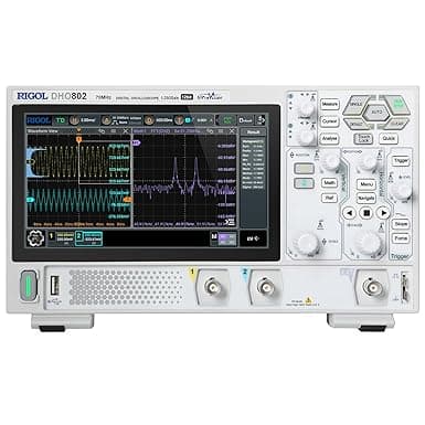 RIGOL Digital Oscilloscope DHO802 70MHz Frequency Band + 12-bit Vertical Resolution + Maximum 1.25 GSa/s Sample Rate + 1000,000 wfms/s Waveform Capture Rate + 2 Analog Channels